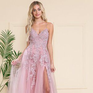 NEW LONG OFF THE SHOULDER SLEEVELESS EMBROIDERED GOWN WITH LACE UP BACK AC BZ014